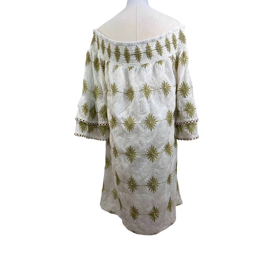 Boston Proper Metallic Detail Off The Shoulder Mini Dress White - Picture 11 of 12